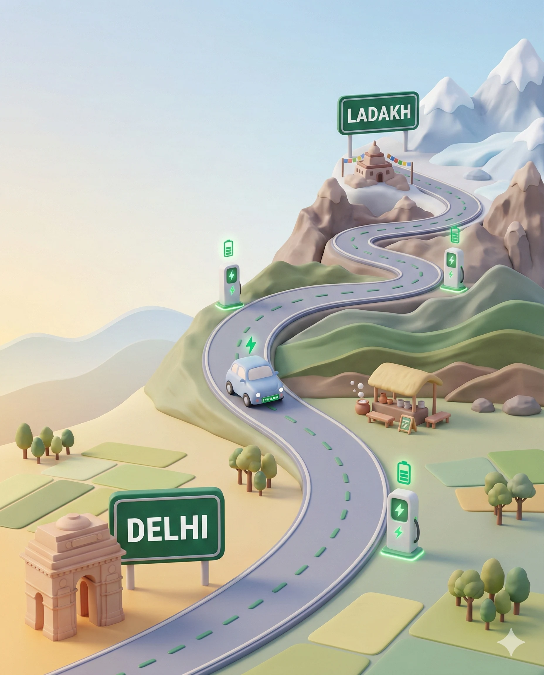 Delhi to Ladakh EV Route