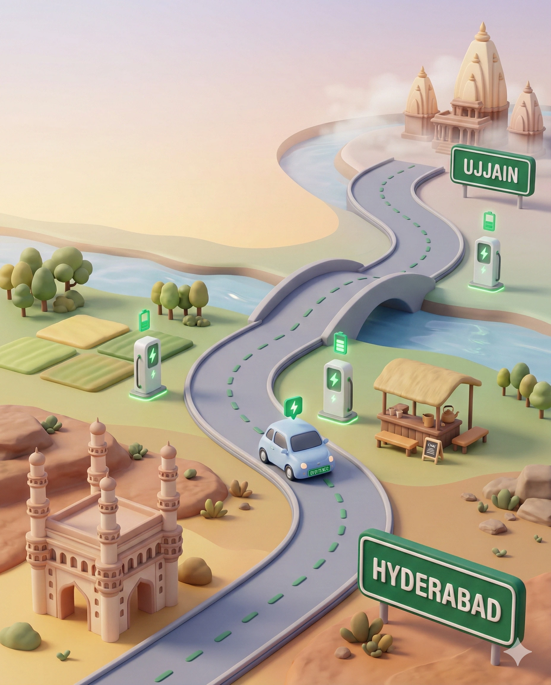 Hyderabad to Ujjain EV route